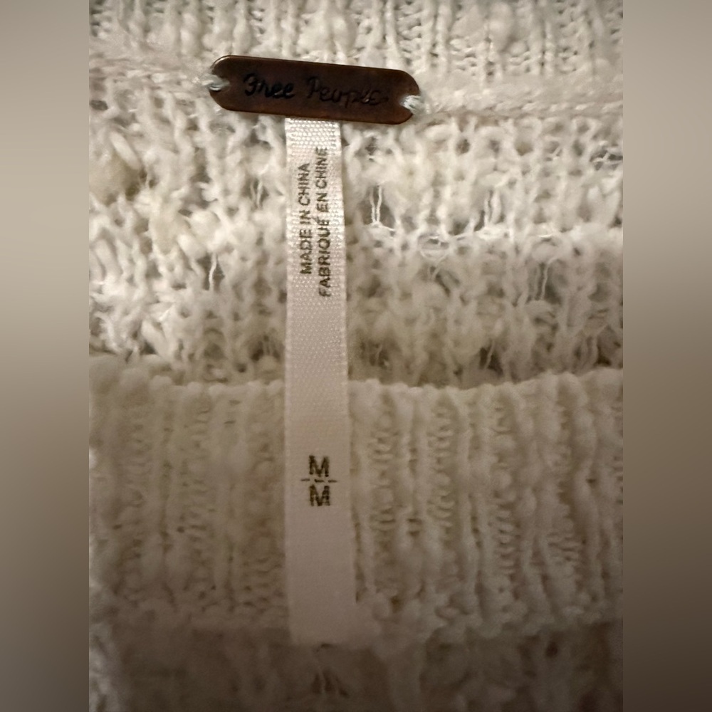 Free People Boat Neck High Low Cozy Cream Ivory Knit Sweater. Size: Medium. - Picture 6 of 12